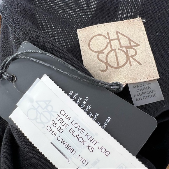 Chaser Love Knit Joggers Black Brushed Fleece Drawstring Cutout Lounge XS - Picture 4 of 6